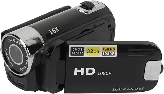 Sanpyl Video Camera Camcorder, 1080P 16MP 16X Zoom 2.4 Inch Rotatable Screen Camcorder, Handheld Video Recorder with Fill Light & 1/4 inch Thread Hole for Teens Beginner Adult (Black)