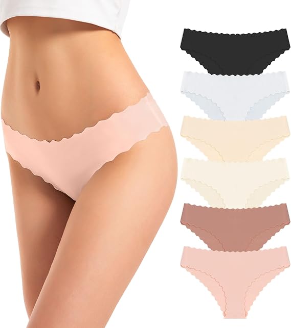 TANSTC Seamless Knickers Women No VPL Underwear Wave Edge 6 Pack | Ultra-soft breathable seamless knickers with wave edge design for a smooth invisible fit and no VPL comfort