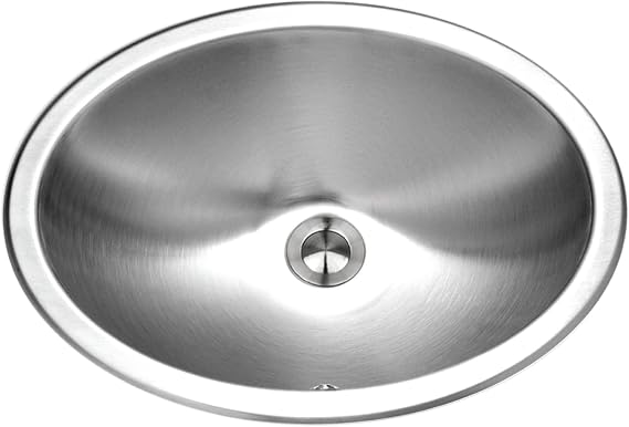 Houzer Opus 18 inch Stainless Steel Drop-in Oval Bowl Bathroom Sink with Overflow Assembly - CHTO-1800-1