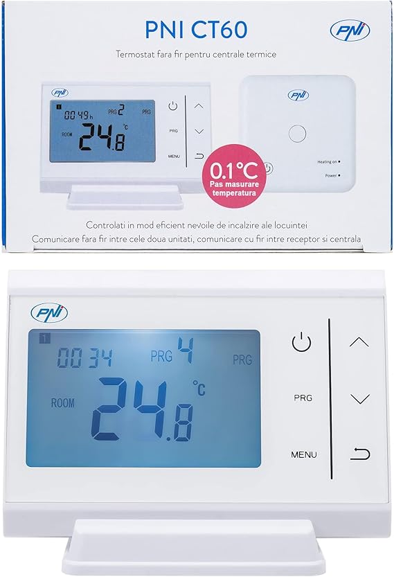 PNI CT60 wireless thermostat for heating systems, illuminated display, daily programs