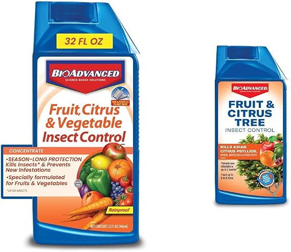 BioAdvanced Fruit, Citrus & Vegetable Insect Control for Edible Gardening Concentrate, 32 Oz with BioAdvanced Fruit & Citrus Tree, Concentrate, 32 oz