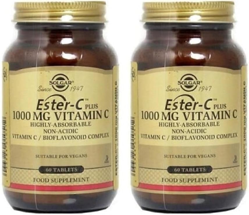 Solgar Ester-C Plus 1000 mg Vitamin C, Yüksek Emilimli, Non-Asidik, 60 Tablet, 2 Adet