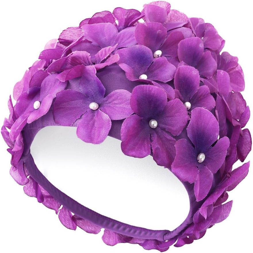 ESHOO Handmade Women Floral Petal Swim Cap Retro Bathing Caps for LongShort Hair,Suitable for Swimming PoolBeachVacation