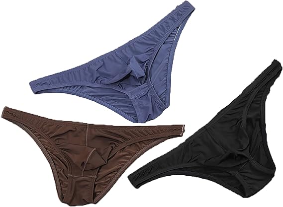 Faringoto Men's Solid Ultraslim Ice Silk Briefs Underwear Traceless Low-waist Smooth