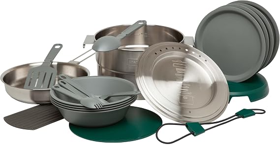 Stanley Adventure Full Kitchen Kamp Yemek Seti, 3.5 L, Paslanmaz Çelik | Paslanmaz çelik kamp pişirme seti, paketlenebilir, bulaşık makinesinde yıkanabilir, BPA içermez, kamp ve yürüyüş için