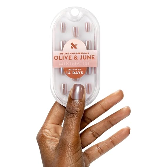 Olive & June Instant Mani Press-On Nails, Taupe Jelly Chrome