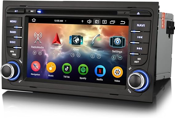 erisin [4+64GB] 8 Core Android 14 Car Stereo Radio for Audi A4 S4 RS4 8E 8F B9 B7 Seat Exeo Carplay GPS Sat Nav DSP Bluetooth 5.0 WiFi Dab+ DVD IPS TPMS Canbus Navigation