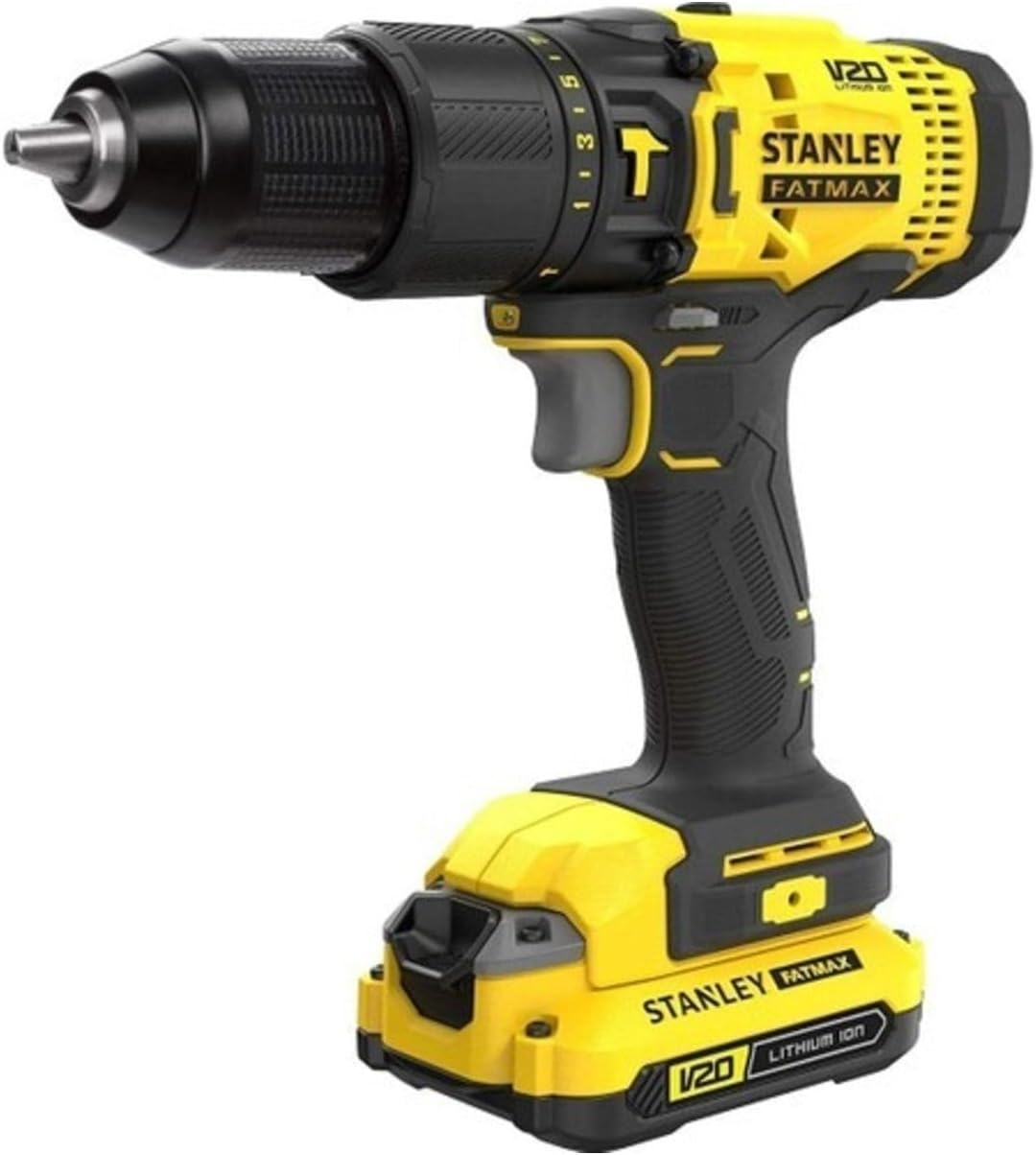 STANLEY, SCD718D2K-TR, 18V 2.0AH V20 Li-Ion, Dual Battery Powered, Coal, Hammer Drill