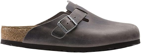 Birkenstock Men's Boston Soft Footbed Clogs, Iron, Grey, 11-11.5 Women/9-9.5 Men