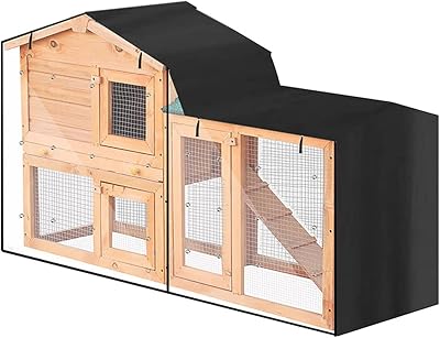 Triangle Rabbit Hutch Cover 420D Oxford Waterproof Rabbit Guinea Pig Animal Hutch Elevated Cover Dust Pet House Bunny Cage Covers 57.9x20.5x33.9in 147x52x86cm