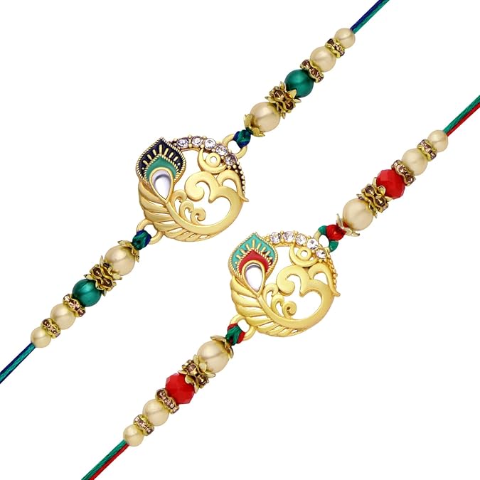 Riddhika Ventures Bhaiya Bhabhi Rakhi Set with Greeting Card | Rakhi Gifts for Brother, Sister, Bhaiya, Bhabhi for Indian Raksha Bandhan Festival (P8P9)