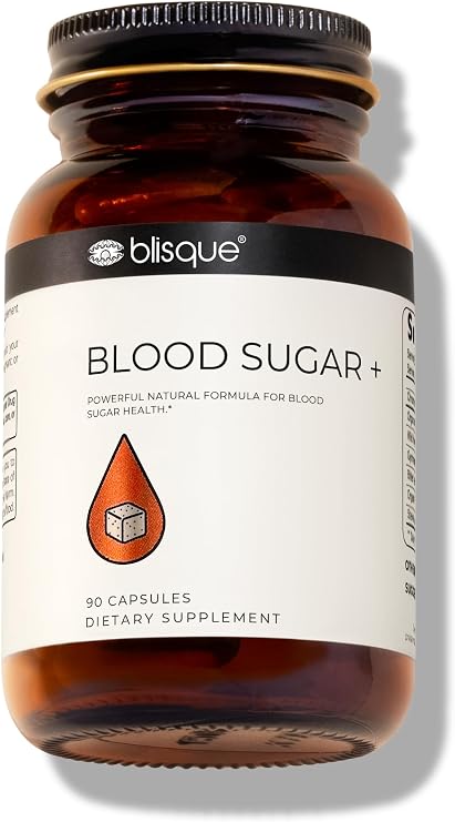 Blisque Natural Blood Sugar Support Supplement to Help Maintain Already Healthy Blood Sugar Levels | with Cinnamon, Chromium, and Fenugreek | 90 Capsules | Vegan and Non-GMO |