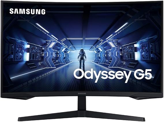 Samsung 32 Odyssey G5 Gaming Monitor, WQHD (2560x1440), 144Hz, Curved, 1ms, HDMI, Display Port, AMD FreeSync Premium, HDR10, LC32G55TQWNXZA, Black
