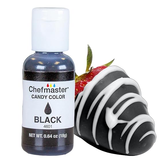 Chefmaster Black Candy Color | True-Tone Shades | Oil-Based | Professional-Grade Dye | Chocolate, Strawberries, Cake Pops | Decorating | Easy-to-Use | Manufactured in the USA | 0.64 oz