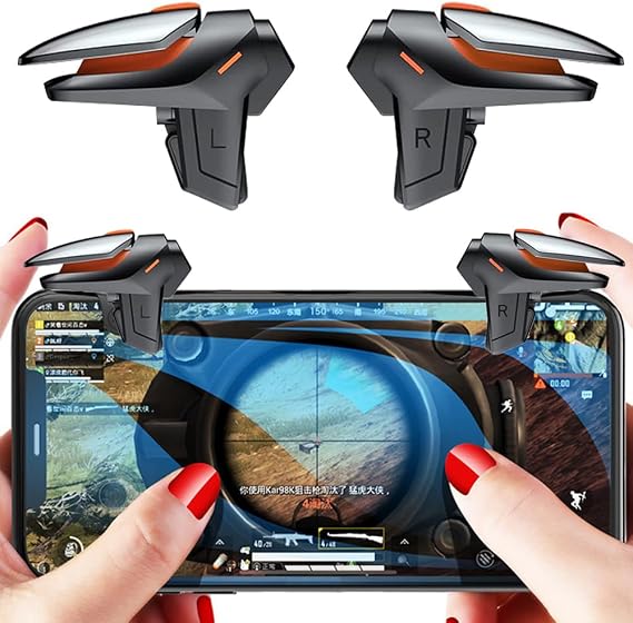 Rakizbe PUBG Mobile Game Triggers, High Sensitive Shoot Aim Gaming Controller Gamepad Grip Joysticks Buttons, Support iOS/Android Smartphone