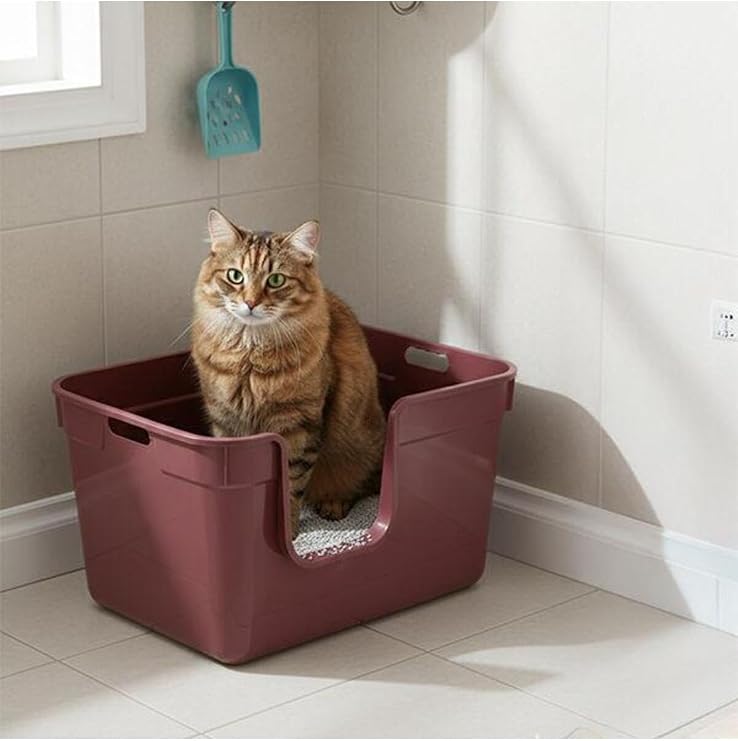 Tanos Yarı Açık Kedi Tuvaleti 54x40x32 - Bordo