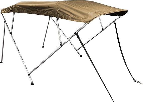 SavvyCraft 4 Bow Boat Bimini Top Beige 96" L 54-60" W w/Boot & Poles Kit