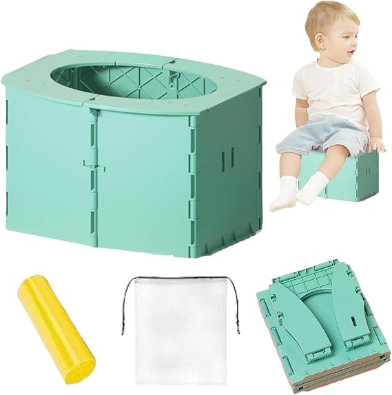 Travel Potty for Toddler, Portable and Foldable Toilet, Apply to Seat Emergency Toilet for Car, Camping, Outdoor, Indoor ,Can be placed in a backpack (blue)