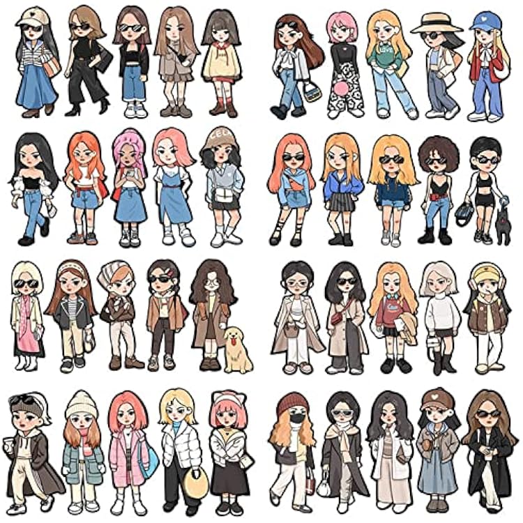 Kawaii People Stickers for Journaling - Cute Fashion Girl Character Planner Stickers Pack for Scrapbooking Embellishment,Junk Journals,Ephemera,Collage kit,Bullet Journal Supplies,DIY Art Craft Decorative