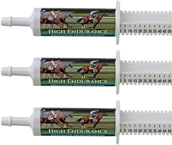 High Endurance Oral Paste Horse Supplement for Horses3-Pack. Electrolytes, Vitamins and Minerals to Help Prevent Dehydration. Three 60-ml Easy-Dose Syringes. Cox Veterinary Lab. Made in USA.
