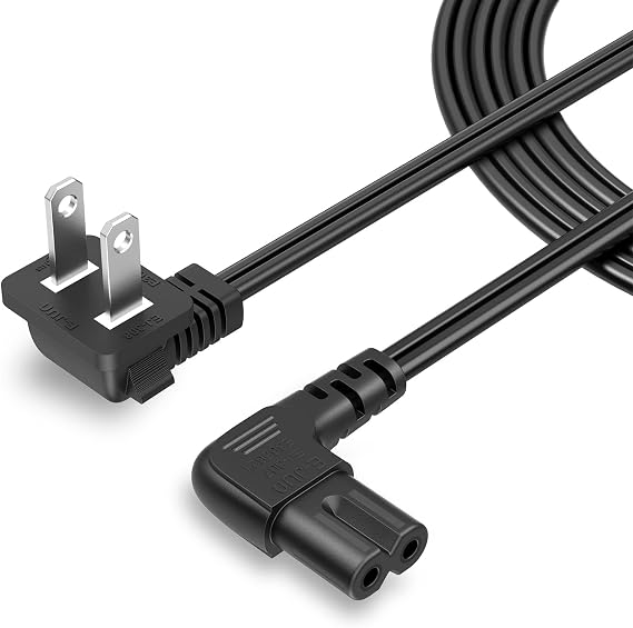 CableCreation 10-feet IEC C7 to NEMA 1-15P, 2-Slot Non-Polarized Power Cord | 18 AWG Angled 2-Slot Non-Polarized Angle Power Cord for Samsung TV LG TCL Replacement (IEC320 C7 to Nema 1-15P), 3M