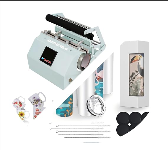 BetterSub Tumbler Mug Heat Press Machine 30 OZ+BetterSub 6 Packs 20 oz Sublimation Tumblers White Skinny Straight
