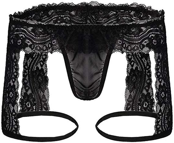 Lingerie Thong Mens Bikini Lace Pants Enhance Underwear Pouch Out Briefs Hollow