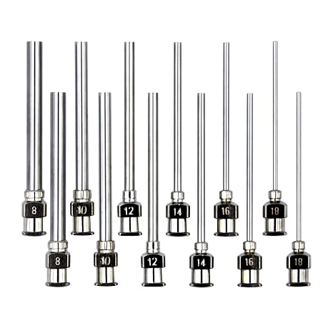 12 Pack Blunt Tip Dispensing Needles Set, Luer Lock 8G-18G