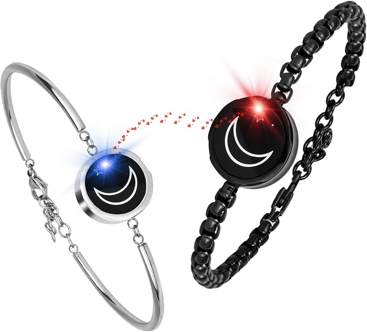 long distance touch bracelet, couple bracelet, remote intelligent matching couple bracelet, suitable for long distance relationship, girlfriend and boyfriend to express the love and care of