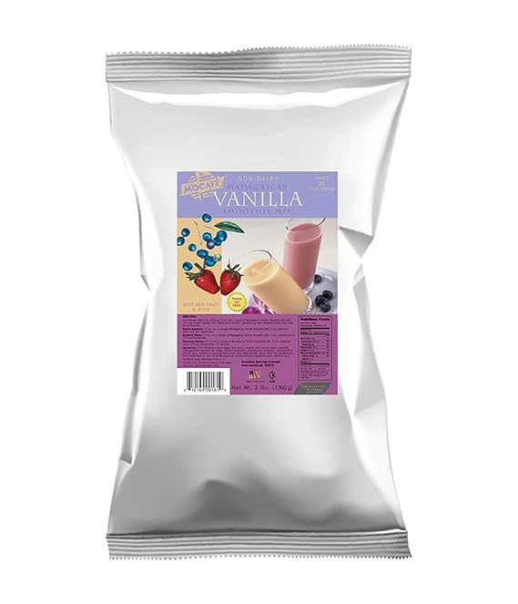 MOCAFE Non-Dairy Vanilla Powder for Smoothies, Madagascar Base Mix 3 lb