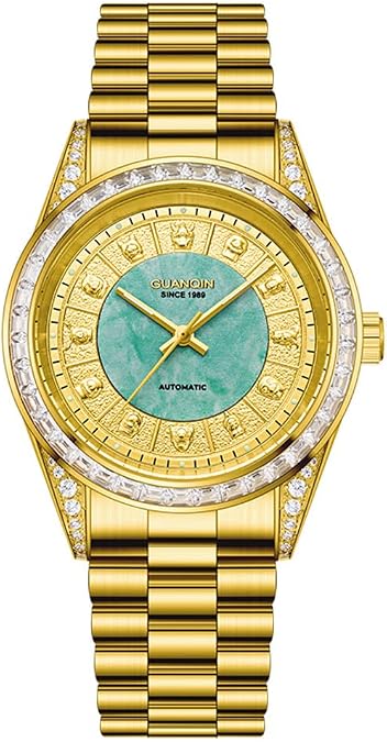 Vintage Men Chinese Auspicious Zodiac Dial Luminous Automatic Self-Wind Mechanical Wrist Watch Sapphire Crystal Business Waterproof Clock Male Stylish Stainless Steel Strap Diamonds Wristwatch