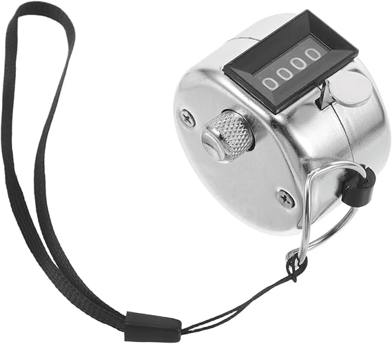 Manual Handheld Metal Clicker Counter with Lanyard Display Mechanical Tally Click Counter for Sports Visitor Counting Classroom Event Knitting and Lap Tracking