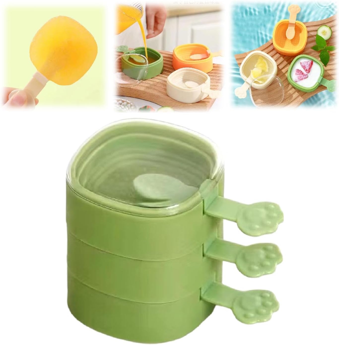New creative multi-layer ice cream mold Multi-layer popsicle mold Reusable homemade popsicle mold Press-type silicone ice grinder