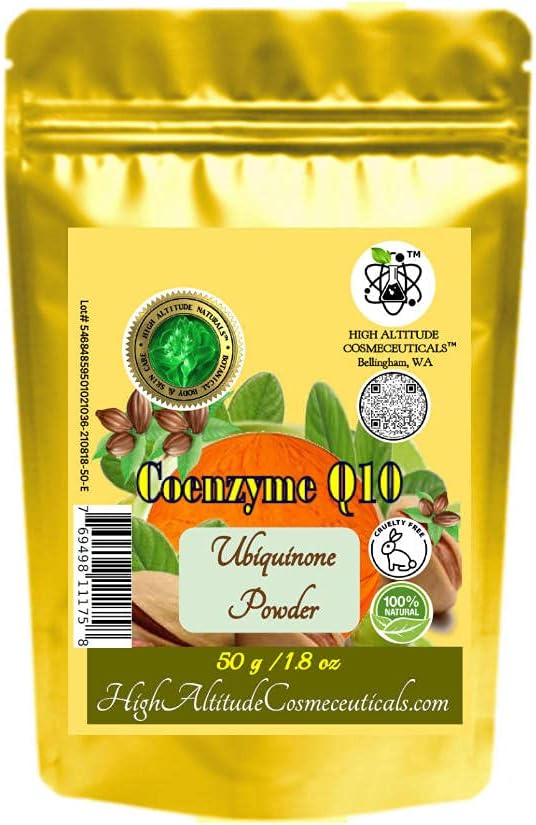 50g Coenzyme Q10 (Ubiquinone, Coq10) Powder Cosmetic Antioxidant Firming Skin Care, Make DIY Liquid Face Serum, Cream, Lotion, Moisturizer, Tighten Sagging Skin, Improve Stretch Marks Appearance