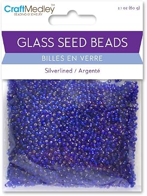 Glass Seed Beads, Silverlined, 60g, Capri Blue