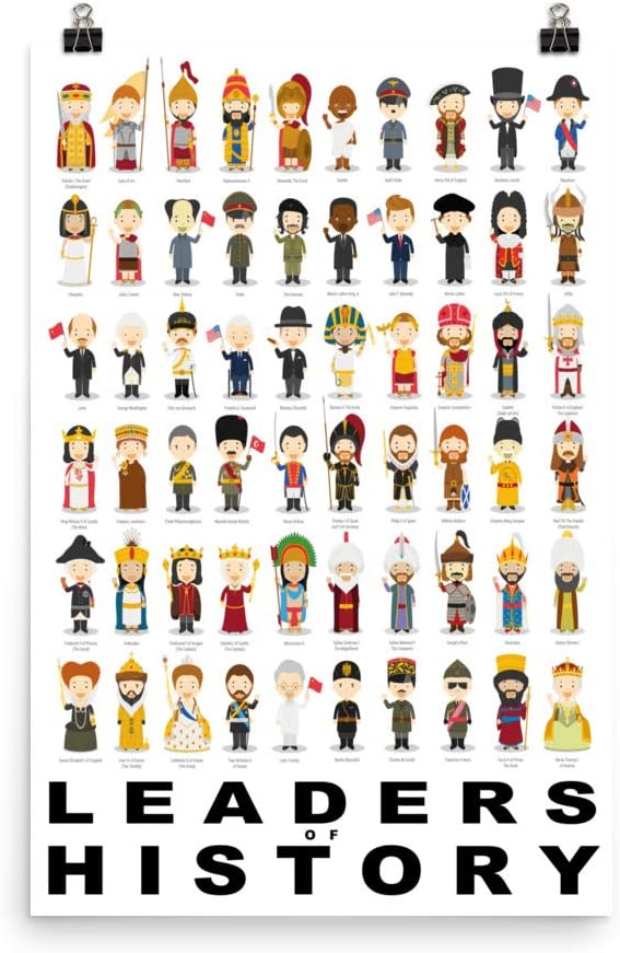 Leaders of History Poster 24" x 36" Illustrated World History Wall Art