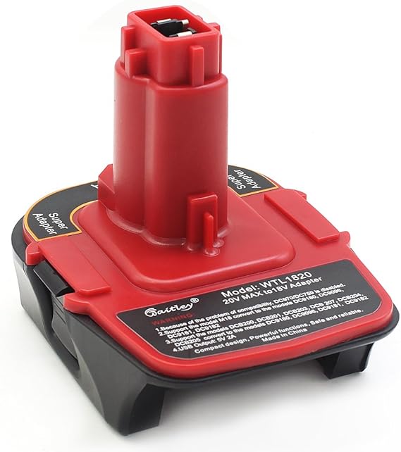 waitley Battery Adapter 18V-20V Converter Compatible with Dewalt DCA1820 and DC9096 DE9096 with USB Port Function (Not Made in Dewalt)