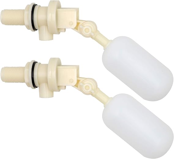 1/2 Inch Float Valve Kit Adjustable Arm Auto Water Level Control | PVC Float Ball Valve for Auto Fill For Water Tank, Pool, Fountain, Swamp Coolers, Automatic Waterer, Dog Water Bowl Dispenser