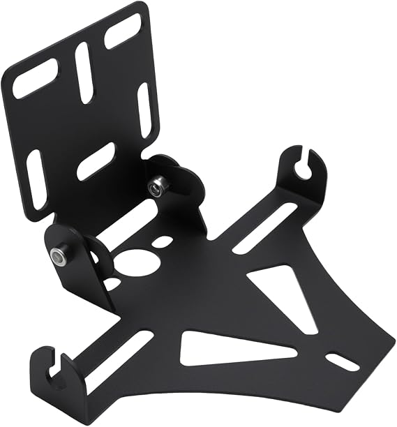 Universal Motorcycle License Plate Holder, Metal Number Plate Frame Mounting Bracket Replacement for Most Motorcycle Modes, Adjustable Folding Tail Tidy (Black)