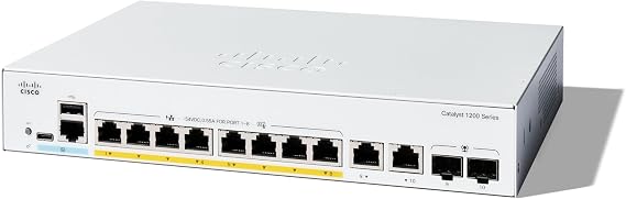 Cisco Catalyst 1200-8P-E-2G Smart Switch, 8 Port GE, PoE, Ext PS, 2x1GE Combo, Limited Lifetime Protection (C1200-8P-E-2G)