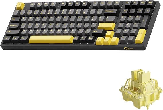Akko 3098B Hot-swappable Mechanical Keyboard with RGB Backlight, PBT Keycaps, Black&Gold Creamy Gaming Keyboard with Number Pad Software for Mac & Win