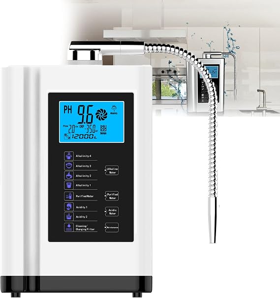 Alkaline Water Ionizer,Alkaline Water Machine AG7.0,Water Filtration System, Produces PH 3.5-10.5 Alkaline Water,Hydrogen Generator Machine Purifier 3.8in LCD Home,White