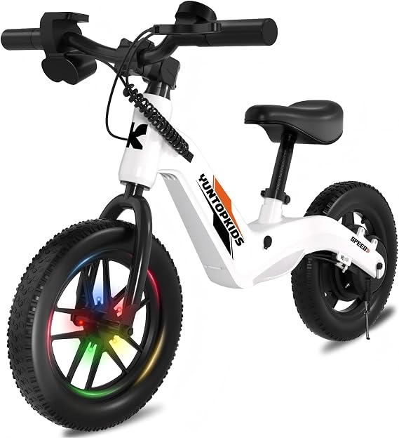 YunTopKids 12" Electric Balance Bike for Kids Ages 3-5, Kick Start Safety