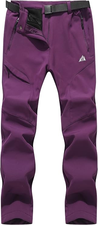 MOERDENG Women's Fleece Lined Snow Ski Pants Waterproof Softshell Pants Winter Warm Insulated Hiking Pants