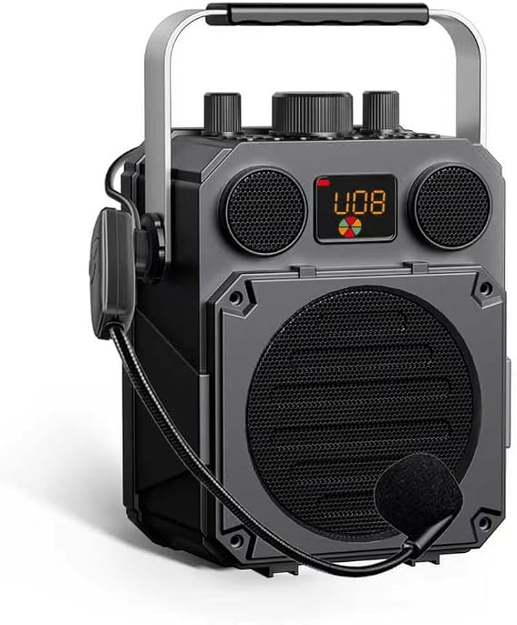 60W Voice Amplifier with Wireless Headset Mic, Portable Sound System with Speaker & Bluetooth, Megaphone for Teachers, Classroom, Outdoor, Events