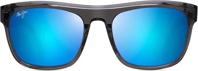 Maui Jim Men's and Women's S-Turns Polarized Rectangular Sunglasses, Dark Translucent Grey/Blue Hawaii, Small