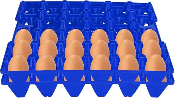 30 Cell Egg Crates Holder Tray, 5PCS Plastic Egg Flats, for Egg Packing, Each Holds 30 Eggs, for Storage Transportation Home Farm incubating (Blue), 5PCS Plastic Egg Flats, 30 Cell Egg Crates Holde