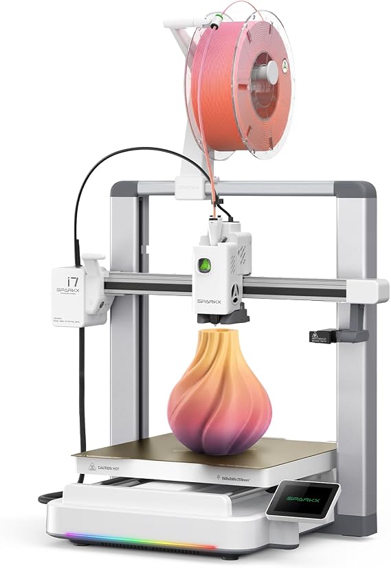 Creality SPARKX i7 3D Printer, Multi Color Need CFS AI Photo 3D Printing 500mm/s High Speed 95% Pre-Assemble RGB Light Smart AI Camera Auto-Leveling Essential Parts Low Noise 10.2410.2410 inch