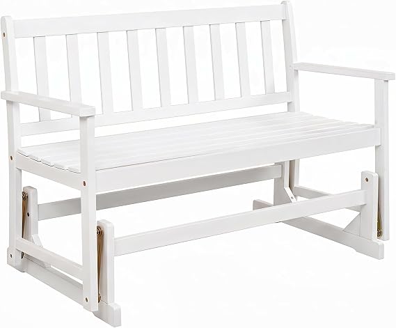 Tangkula 2-Person Patio Acacia Wood Glider Chair, 800 LBS