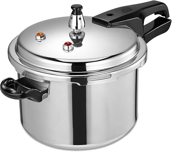 DOITOOL 4.2 Quart Aluminum Pressure Cooker Stovetop Fast Cooking Pot Pressure Canner Compatible for Induction Cookers and Gas Stoves, Silver (4L)